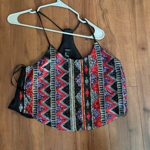 Forever 21 Multicolor Patterned Crop Top